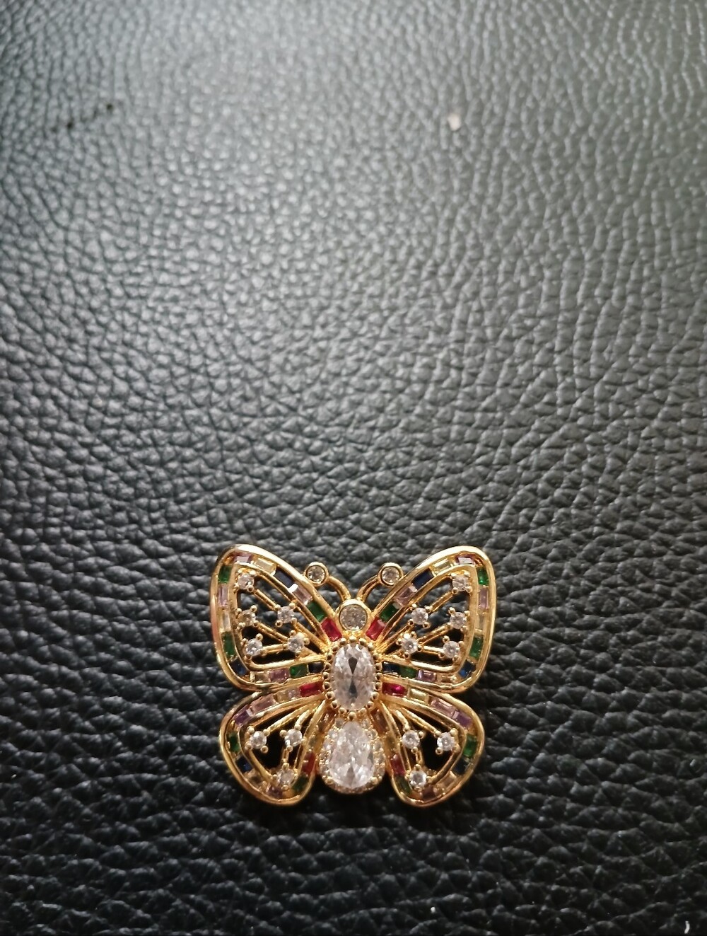 Gold-plate Multicolor Butterfly Brooch/charm for Necklace with Clear Crystals